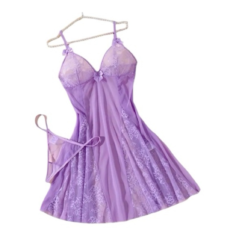 Elegant Purple Lace Nightgown Sz XL